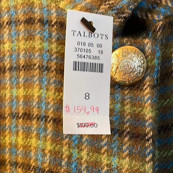 Talbots Green and Blue Plaid Blazer Structured Fit - Picture 2 of 3